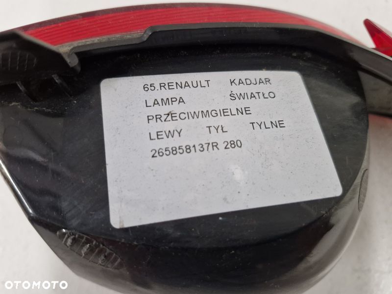RENAULT KADJAR LAMPA ŚWIATŁO PRZECIWMGIELNE LEWY TYŁ LEWE TYLNE 265858137R - 4