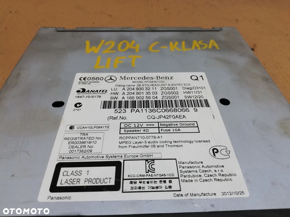 MERCEDES C KLASA W204 RADIO NAWIGACJA A2049003211 - 2