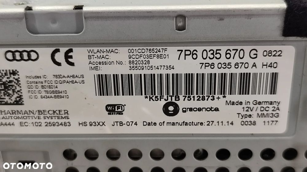VW TOUAREG 7P 10-18R STEROWNIK NAWIGACJA MMI CZYTNIK SSD 7P6035670G 7P6035670 G - 6
