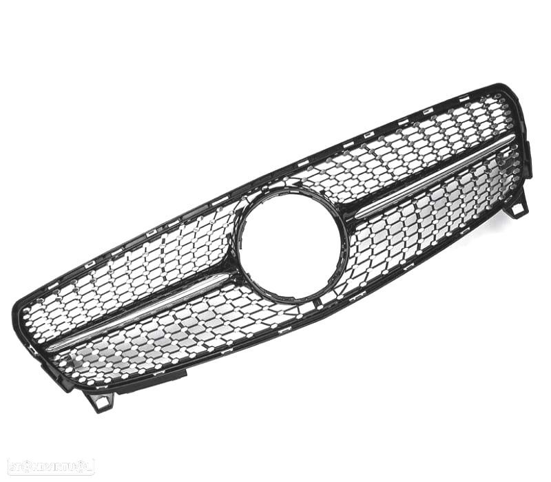 GRELHA FRONTAL MERCEDES CLASE A W176 16-18 PRETO CROMADO LOOK DIAMOND - 3