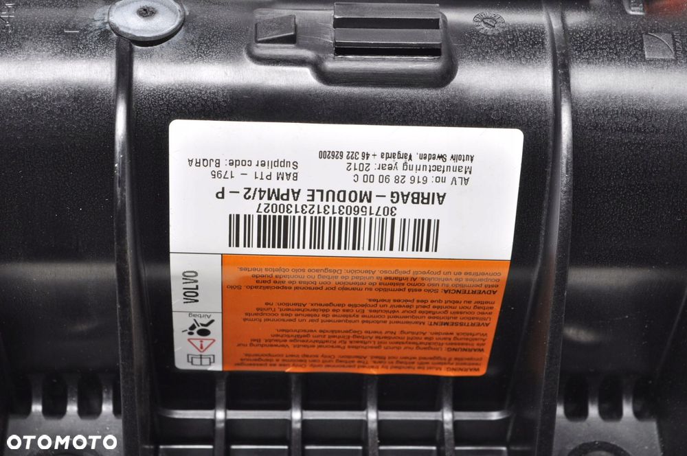 VOLVO S60 V60 10-17 DESKA KONSOLA KOKPIT PODUSZKA KIEROWCY PASAŻERA AIRBAG - 9