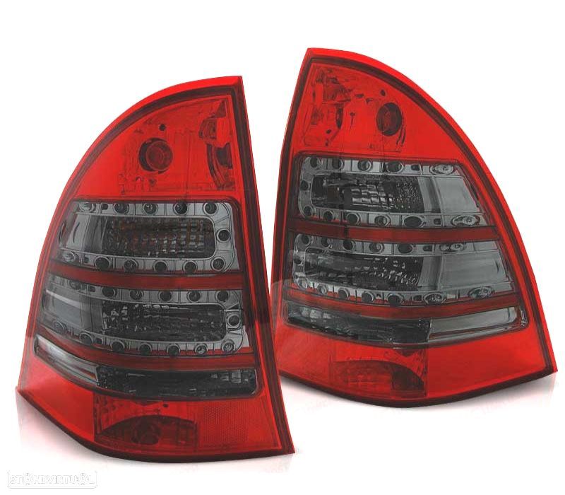 FAROLINS TRASEIROS LED MERCEDES C W203 00-07 KOMBI VERMELHO PRETO - 1