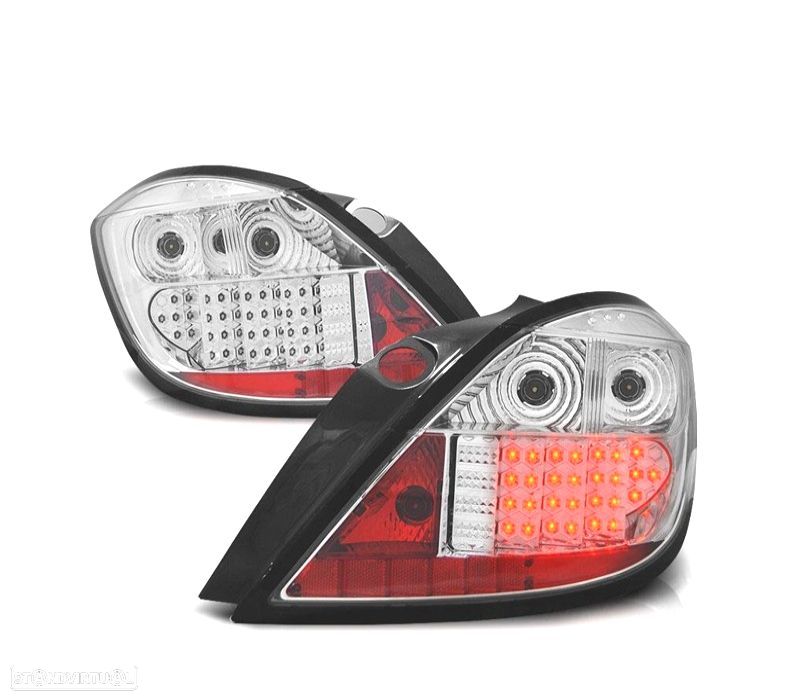 FAROLINS TRASEIROS PARA OPEL ASTRA H 04-09 LED FUNDO CROMADO - 1