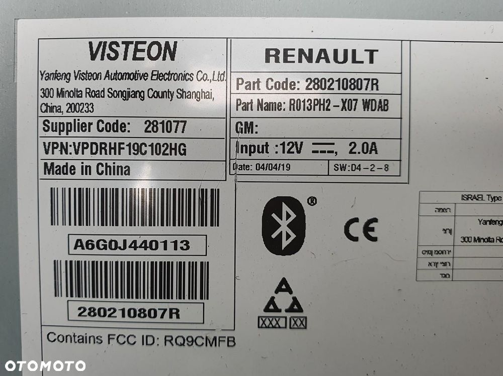 RADIO ODTWARZACZ USB BLUETOOTH RENAULT TWINGO III 280210807R - 3