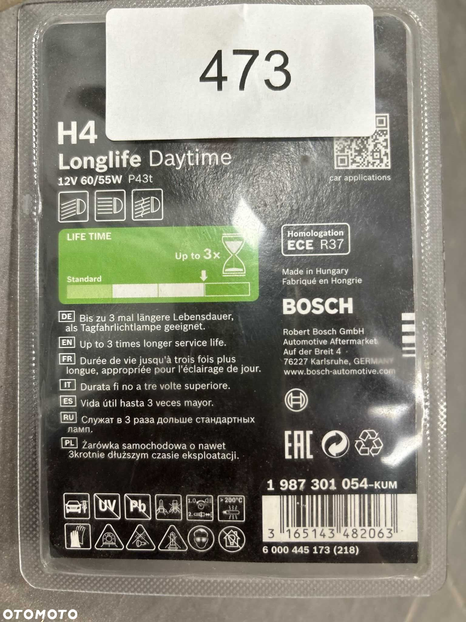 Żarówka Bosch H4 12V 60/55W P43T [473] - 2