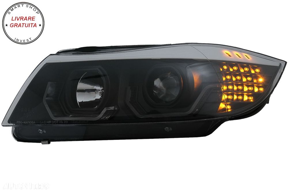 Faruri 3D LED Angel Eyes BMW Seria 3 Limousine E90 Touring E91 (03.2005-08.2008) L- livrare gratuita - 11