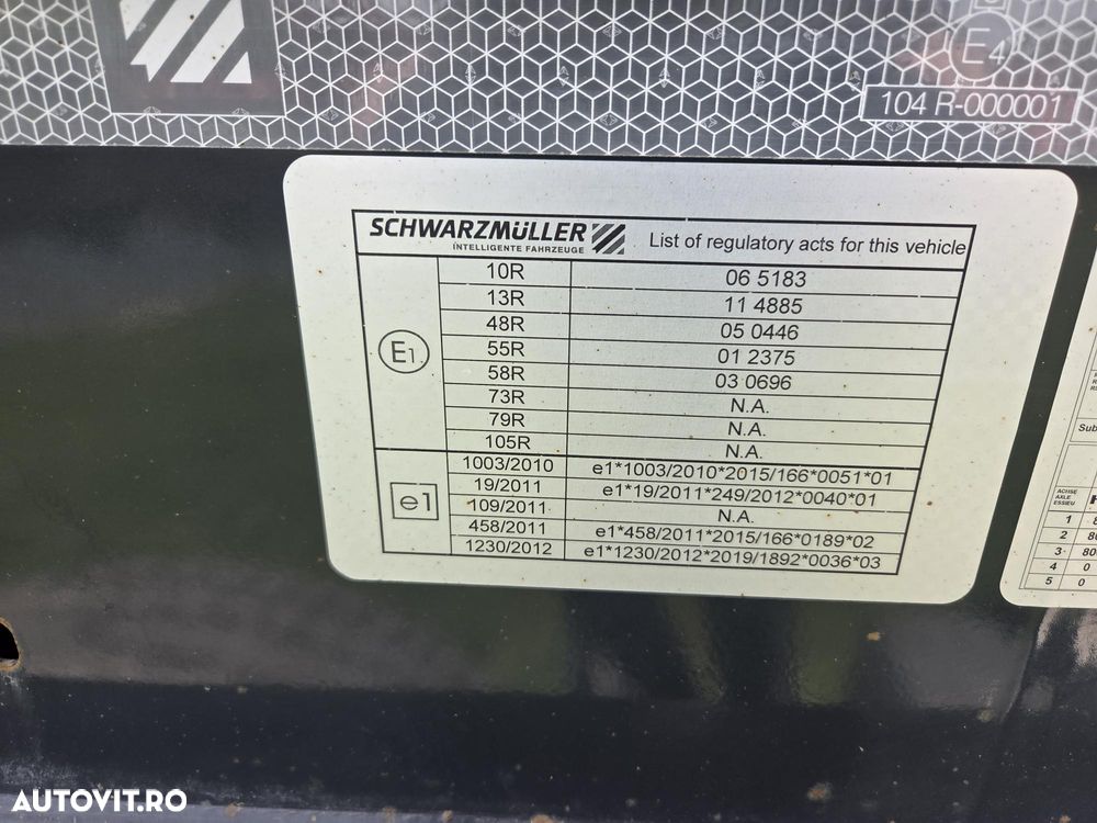 Schwarzmuller Basculabila 26mc, 3 axe SAF, cilindry HYVA, axa liftabila, prelata, scena vizitare, frane disc, picioare sprijin, protectii antibiciclisti, posibilitate leasing 3 ani-PROMOTIE 23.900 EUR+Tva - 2