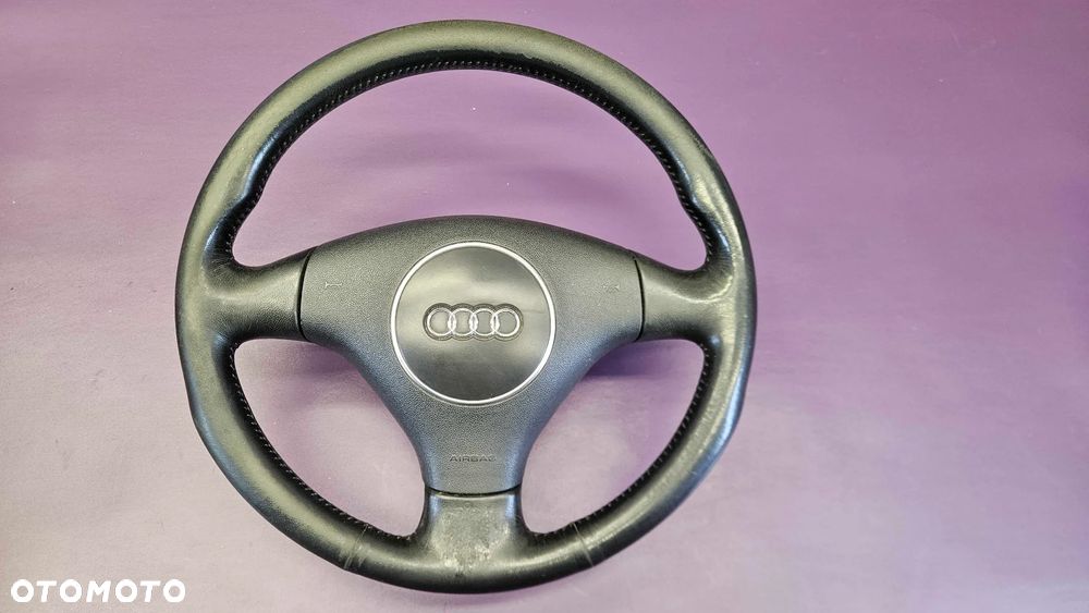 Kierownica Trzy 3 Ramienna Czarna Skóra Soul Air Bag Poduszka Kabel Wtyczka AUDI A4 B6 B7 - 1