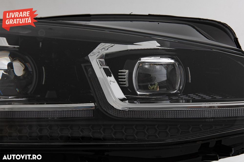 Faruri LED VW Golf 7.5 VII Facelift (2017-up) cu Semnal Dinamic- livrare gratuita - 9