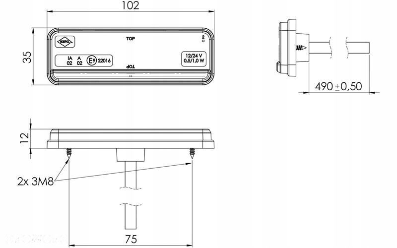 lampa obrysowa led slim czerwona 12/24v uniwersalna - 3