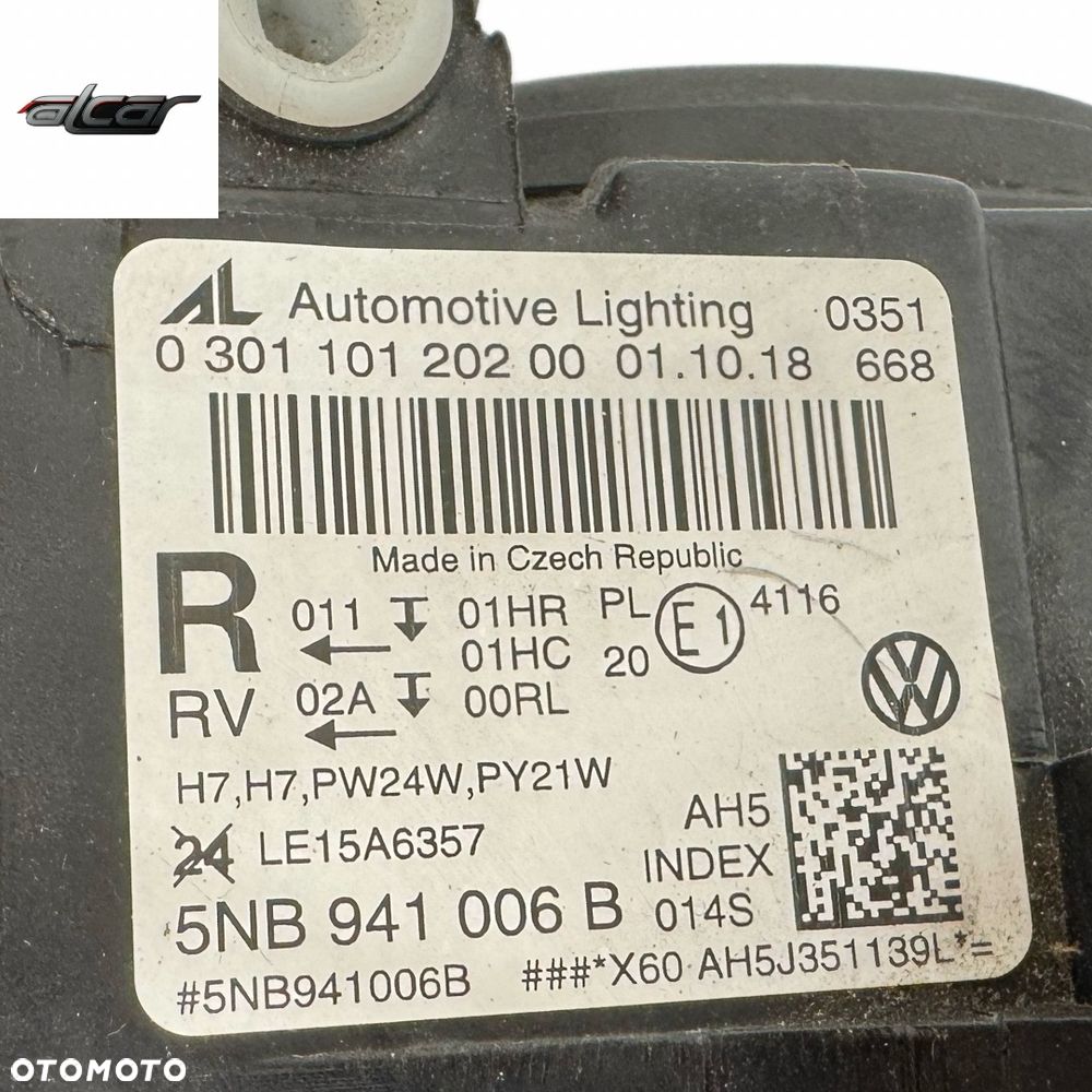 REFLEKTOR LAMPA PRAWA PRZÓD ZWYKŁA EU VOLKSWAGEN TIGUAN II 5NB 941 006 B - 7