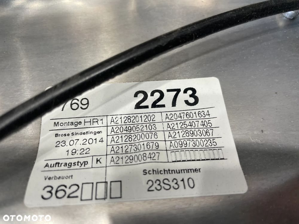 MECHANIZM PODNOŚNIK SZYBY LEWY TYŁ MERCEDES W212  A2128201202 - 4