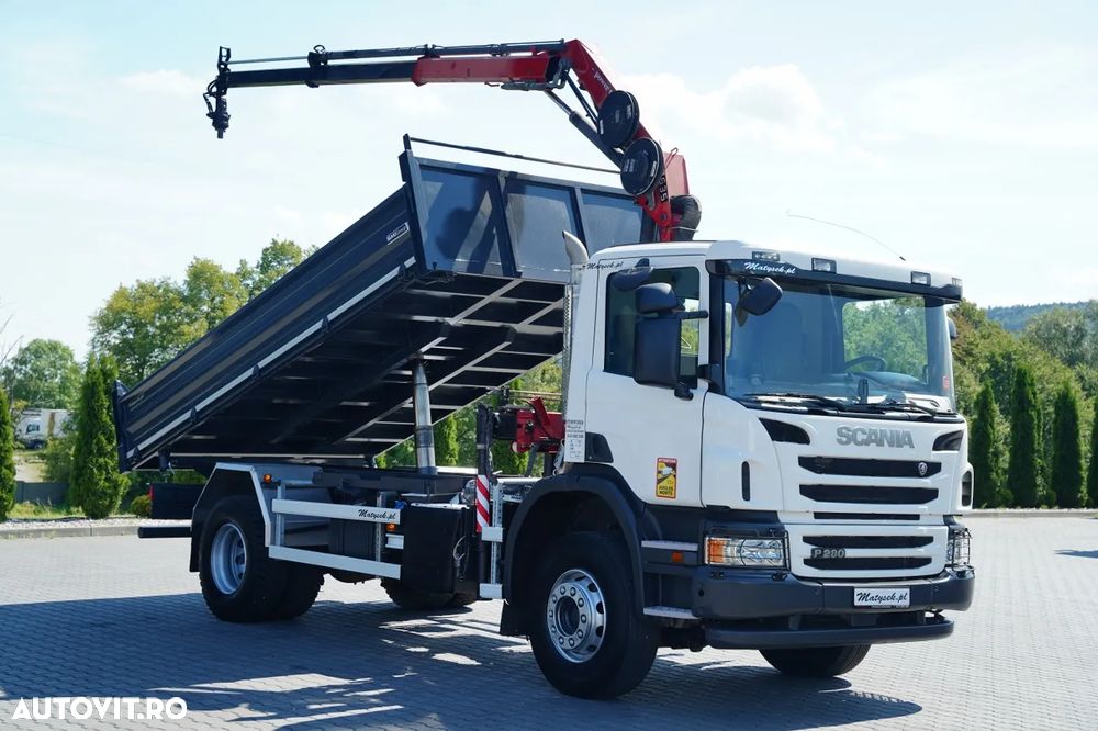 Scania P 280 / 4X2 / BASCULĂ + HDS HMF 635 K2 / RADIOCOMANDĂ / ROTATOARE / EURO 6 / - 7