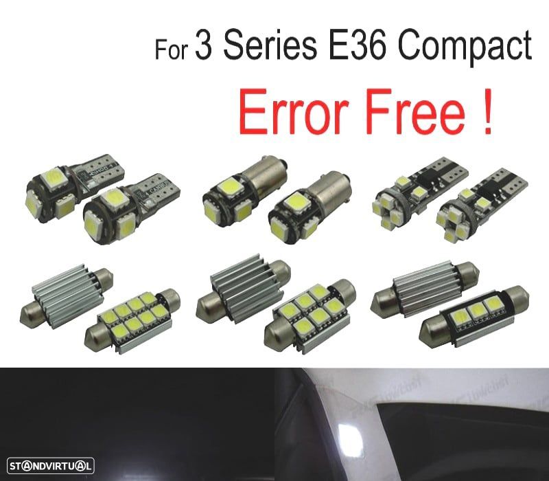 KIT COMPLETO 16 LAMPADAS LED INTERIOR PARA BMW SERIE 3 E36 HATCHBACK COMPACTO 316G 316I 318TDS 318TI - 1