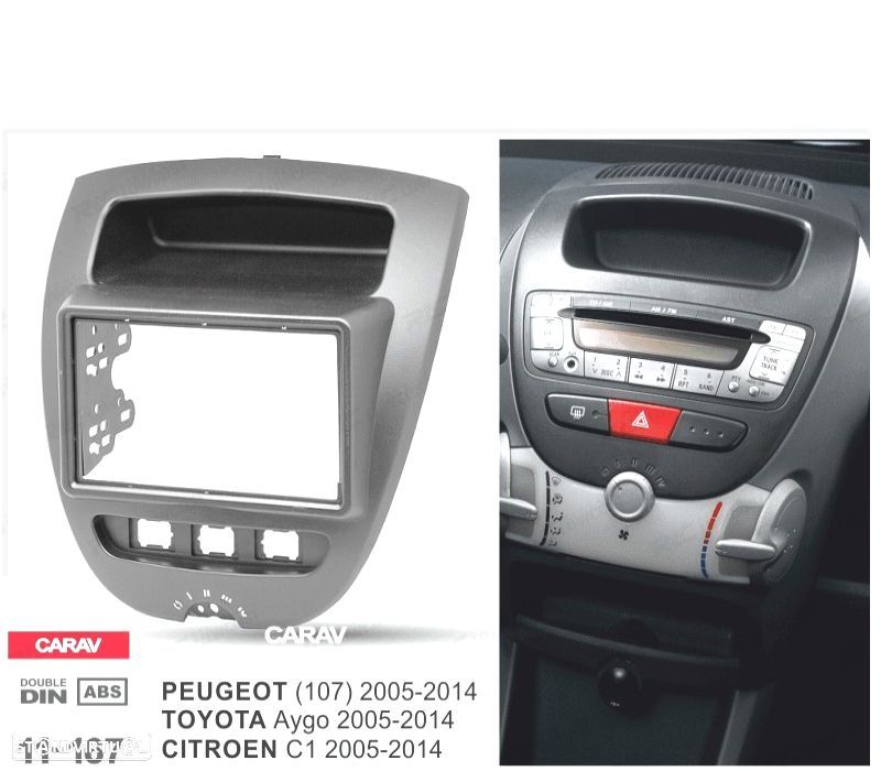 MOLDURA ADAPTADOR PRETO PARA RADIO 2-DIN PARA CITROEN C1 TOYOTA AYGO PEUGEOT 107 05-14 - 4