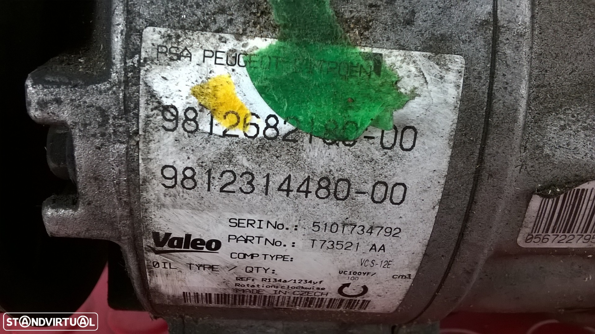 Compressor AC - 9812682180-00 / 9812314480-00 / T73521AA [Peugeot 308 II] - 2