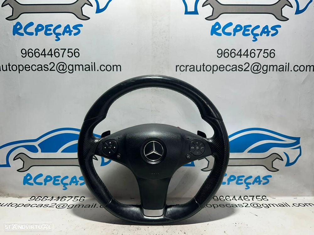 .Volante Airbag Pele Perfurada Comandos Multifunções Patilhas Flat Bottom AMG Mercedes-Benz Classe E W212 C207 Classe C W204 - 2
