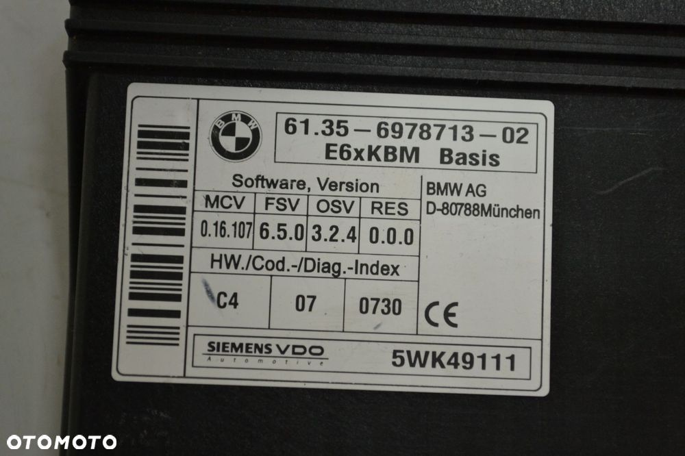 BMW 5 E60 E61 MODUŁ NADWOZIA STEROWNIK KOMFORTU KBM BASIS 6978713 - 4