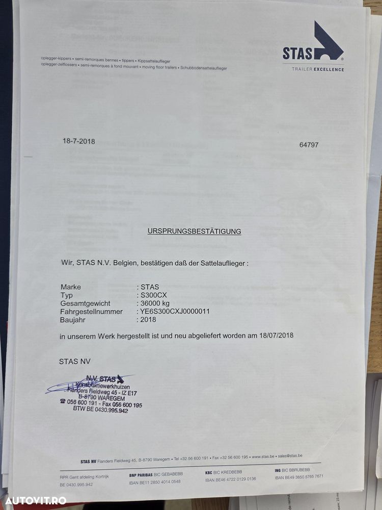 Stas 68m3, 2018, jante Aluminiu, scena vizitare, prelata, picioare sprijin, axa liftabila, otel, Carte identitate RAR, posilibilitate leasing 2 ani-35900 EUR+Tva - 27