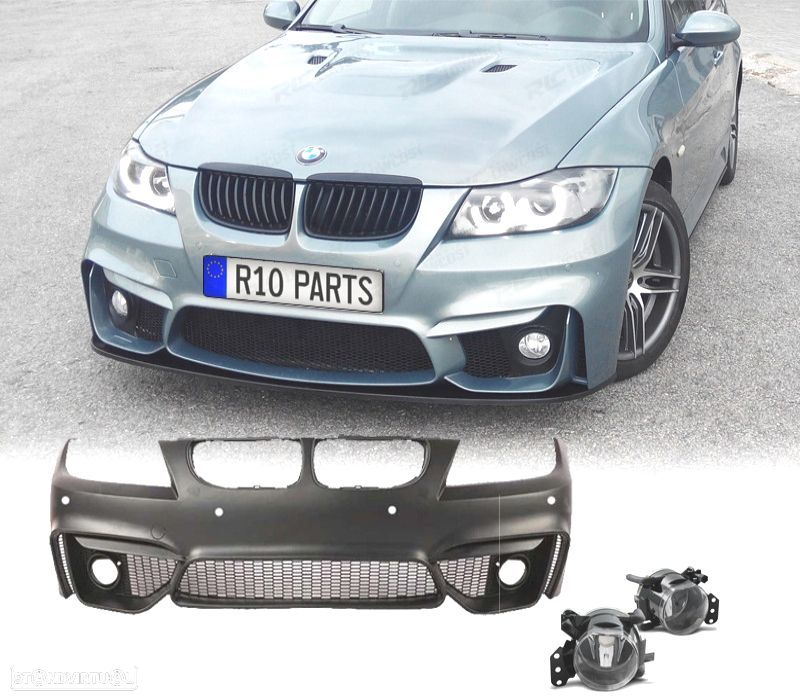 PARA-CHOQUES FRONTAL BMW E90 E91 08-12 LOOK M4 PDC GRELHAS NEVOEIRO + FAROIS DE NEVOEIRO FUMADOS - 1