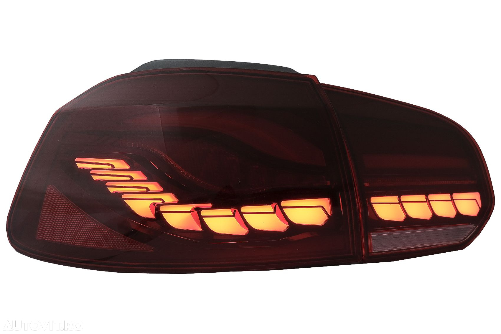 Stopuri Full LED compatibil cu VW Golf 6 VI (2008-2013) Rosu Fumuriu c - 2