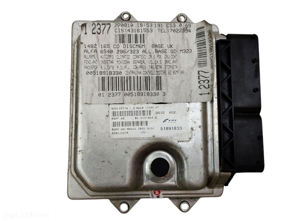 KOMPUTER STEROWNIK SILNIKA ALFA ROMEO GIULIETTA 1.4 TB 170KM 51891833 - 1