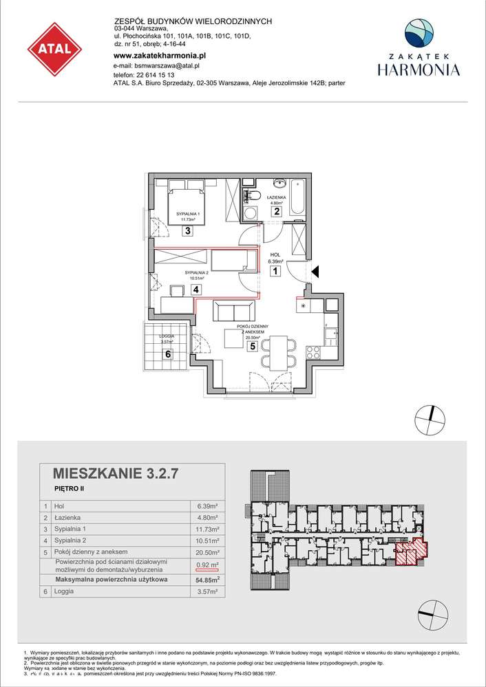 3-pokojowe mieszkanie 54m2 + loggia Bezpośrednio - Pełny obrazek: 2/9