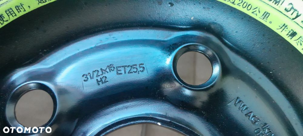 KOŁO DOJAZDOWE ZAPASOWE VW GOLF VI VII A3 8V R16 5X112 ET25.5 1K0601027AQ - 4