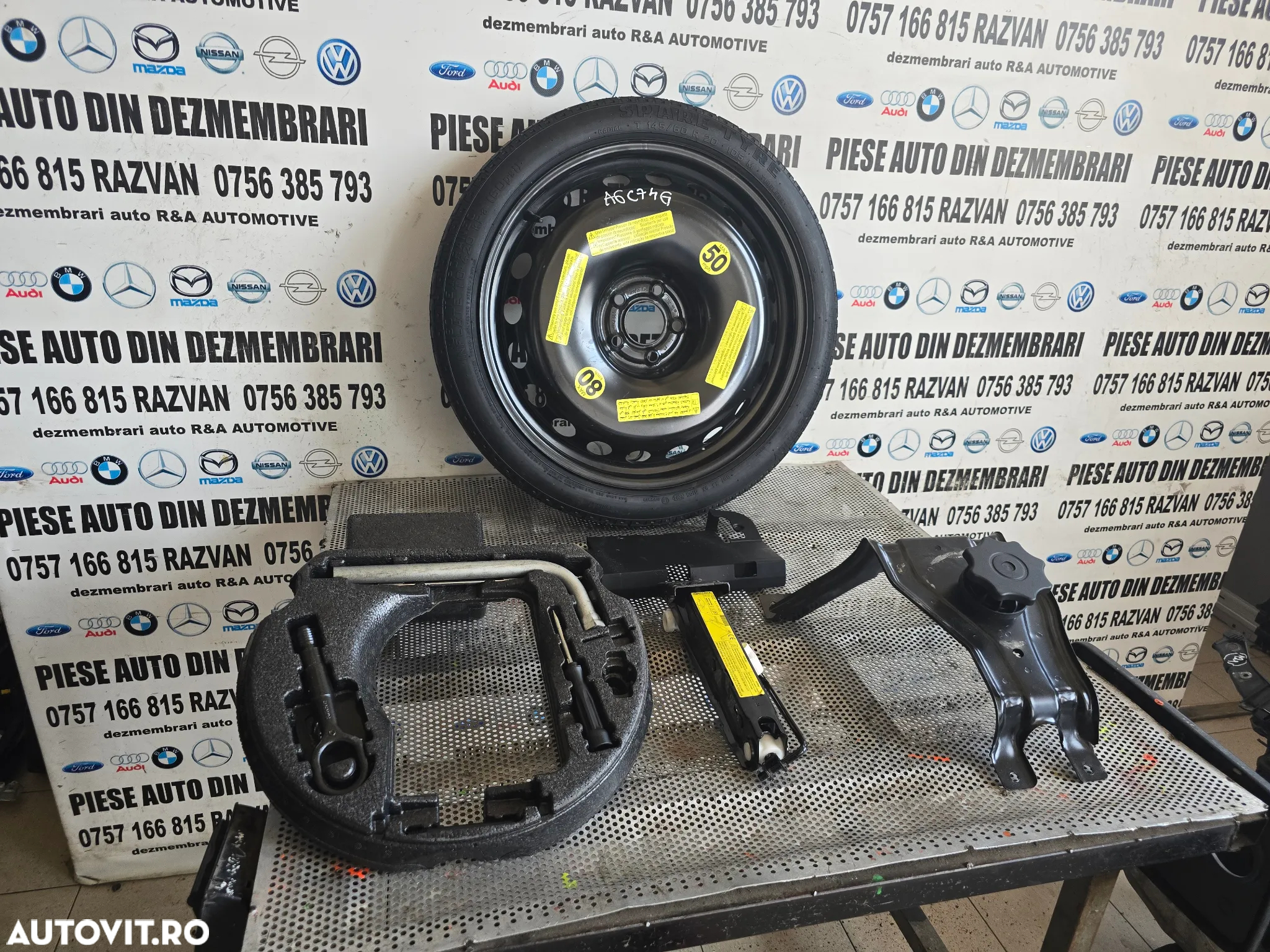 Kit Roata Rezerva Slim R20 Audi A6 C7 A7 A8 D4 Cric Cheie Roata Spuma Audi A6 C7 A8 D4 A7 145/60R20 - 2