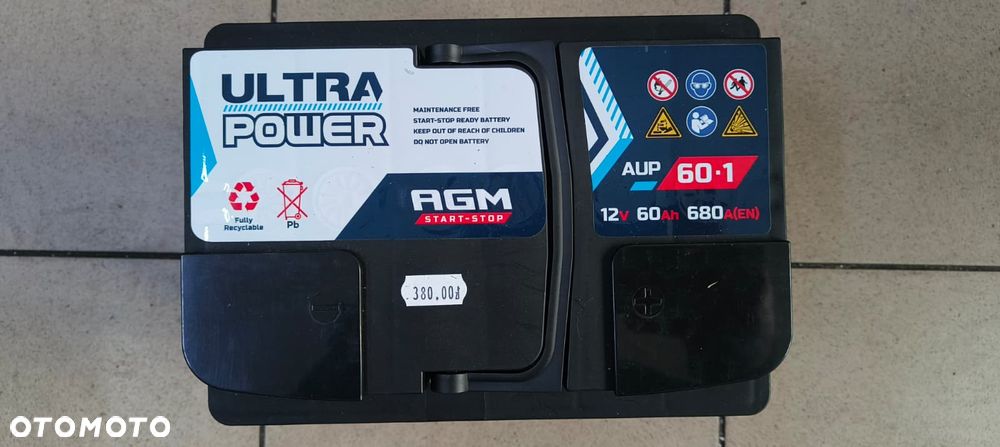 AKUMULATOR ULTRA POWER 12V 60Ah 680A AGM START STOP AUP-60-1 NOWY - 1