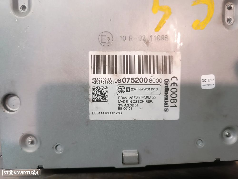 AUTO-RADIO CD / DVD / GPS / SISTEMA NAVEGAÇÃO MULTIMEDIA CITROEN C4 II / DS4 PSA6540-1A 980752008000 A2C87511001 RD45 - 3
