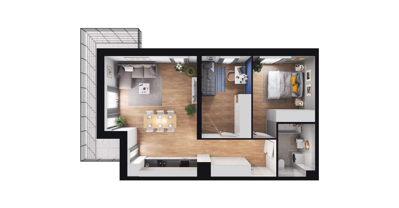 3-pokojowe mieszkanie 62m2 + balkon Bezpośrednio - Pełny obrazek: 2/14
