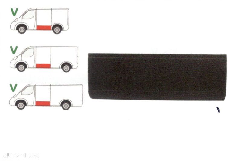 Panou reparatie lateral Mercedes Sprinter 1996-2007, VW LT II 05.96-12.2005, Partea Stanga, Lateral, lungine 1200 mm, inaltime 400 mm, - 1