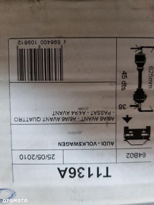 Półoś napędowa przód Prawa   dla z ABS AUDI A4; SKODA SUPERB I; VW PASSAT 1.9D-4.0 01.95-03.08 - 2
