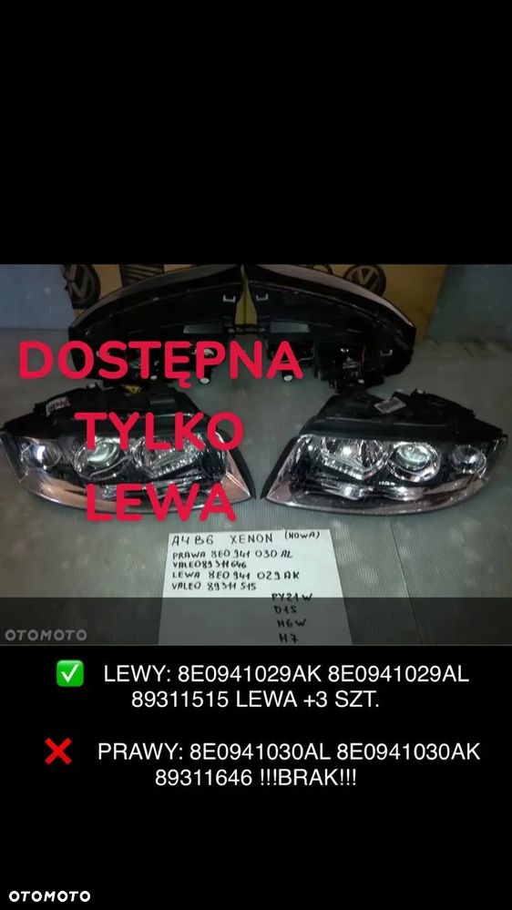 A4 B6 XENON NOWY REFLEKTOR LEWY PRAWY AUDI  MAŁYSZ 8E0941029AL 8E0941030AL - 1