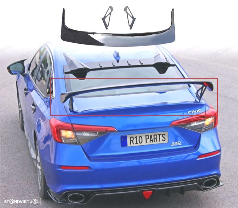 AILERON SPOILER HONDA CIVIC SEDAN 23- LOOK TYPE R PRETO BRILHANTE - 1