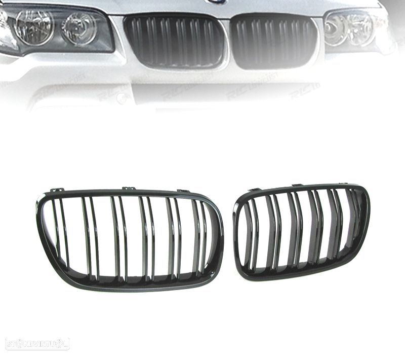 GRELHAS FRONTAIS DUPLAS BMW X3 E83 06-11 PRETO BRILHANTE - 1