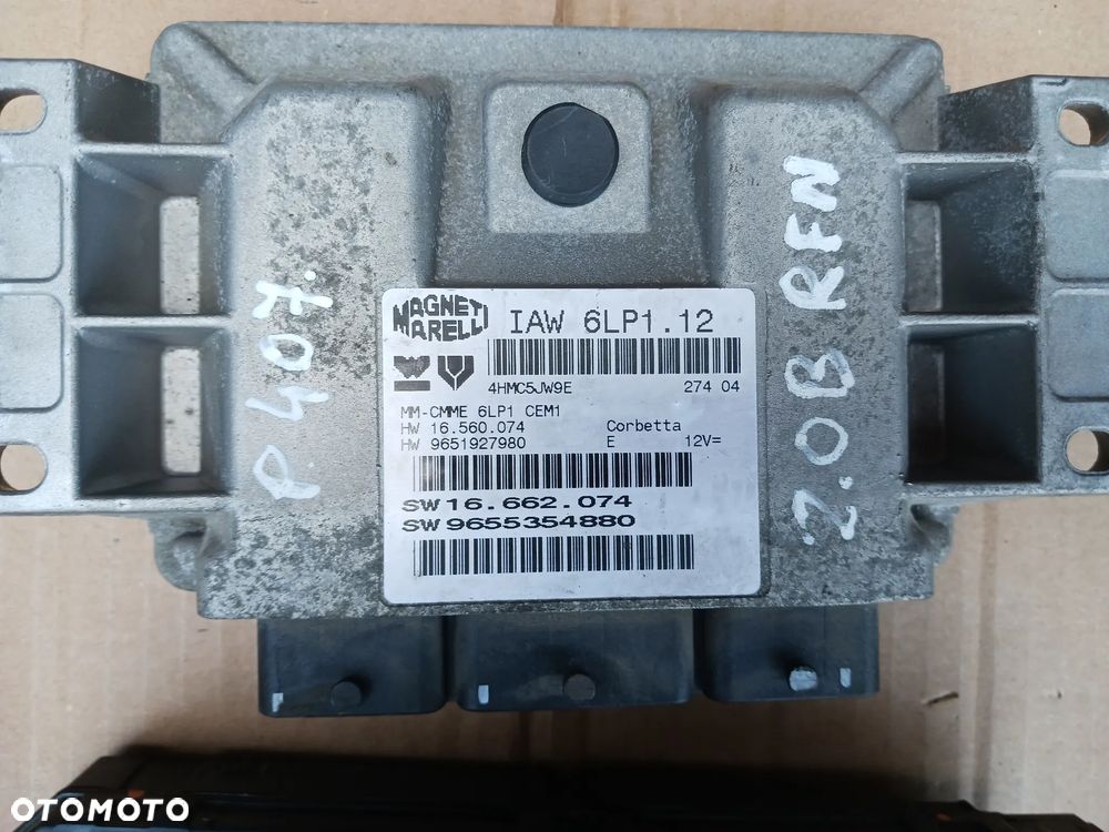 Zestaw Startowy do odpalenia Peugeot 407 2,0B RFN 136KM sterownik silnika IAW 6LP1,12 9655354880 Magneti Marelli stacyjka kluczyk moduł BSM komplet - 2