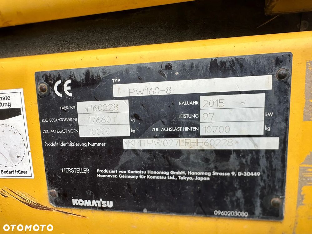 Komatsu PW 160-8, 2015 ROK, Z NIEMIEC, 140, 148,180 - 4