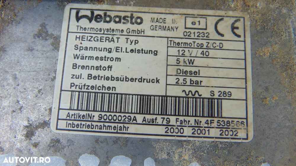 Webasto Land Rover Freelander 2.0 Td4 diesel 4x4 Bmw an 1998- 2006 Cod-9000029A - 4