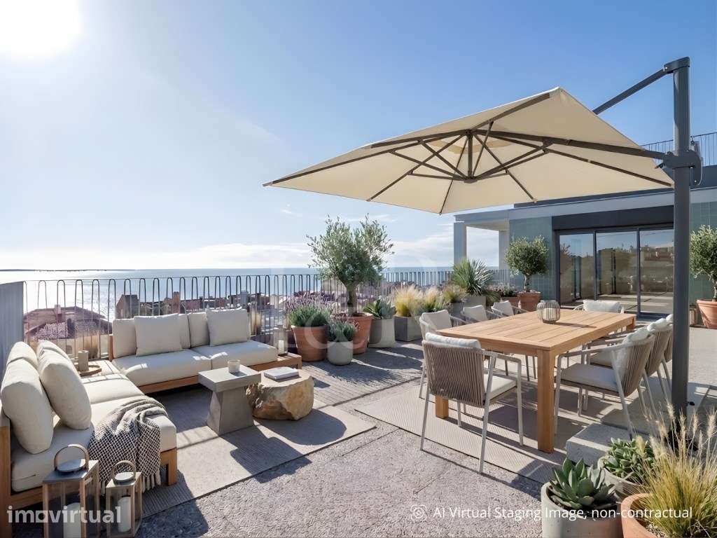 Penthouse T4+1 com terraço, piscina e vista rio no Dafundo, Oeiras - Grande imagem: 3/60