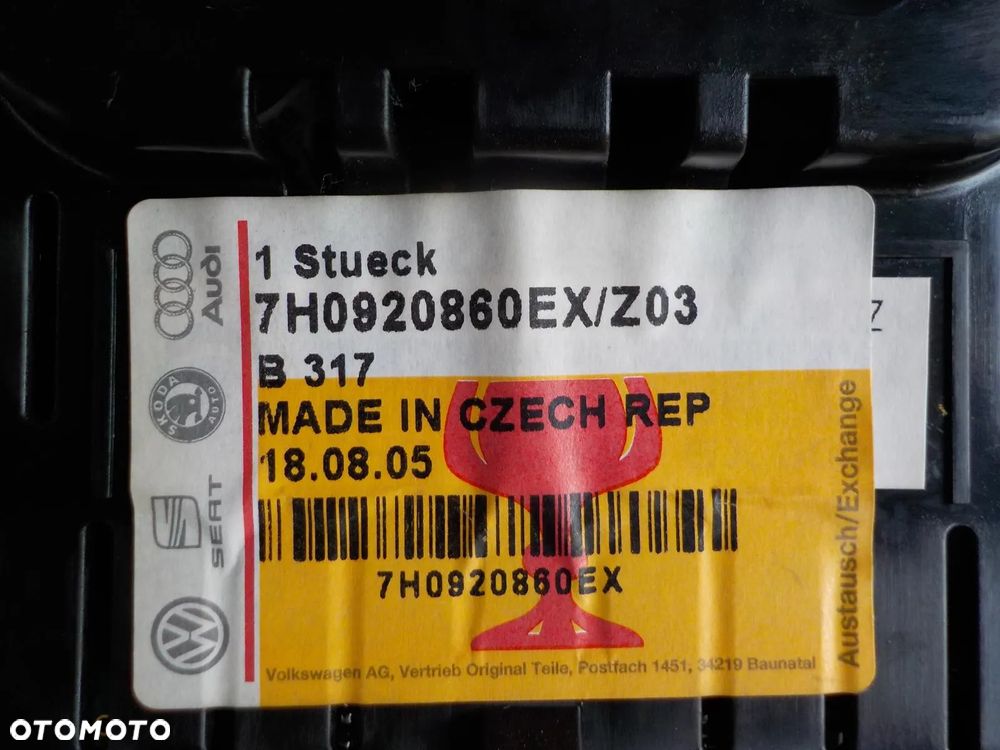 VW T5 LICZNIK ZEGARY 1/2 FIS 7H0920860E - 4