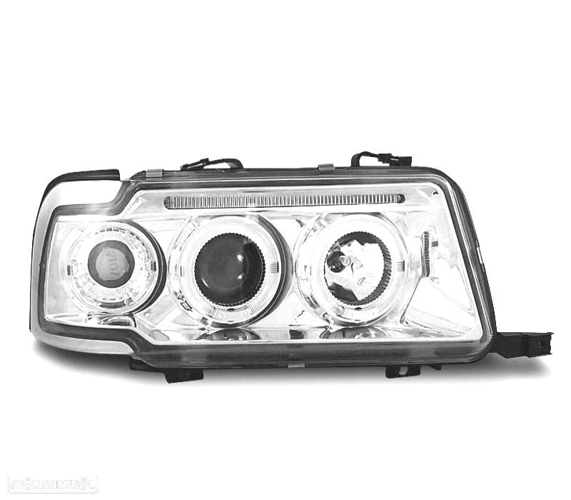 FARÓIS ANGEL EYES AUDI 80 91-94 FUNDO CROMADO - 2