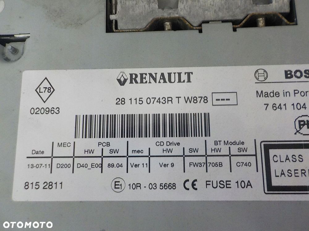 RENAULT MEGANE III RADIO FABRYCZNE KOD 281150743R - 2