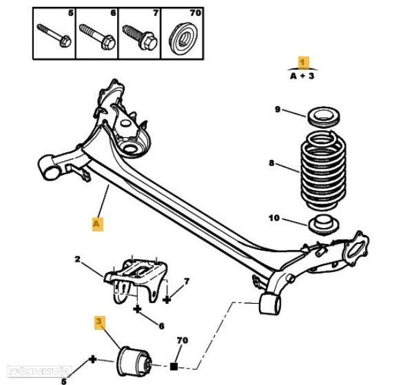 CHARRIOT TRASEIRO PEUGEOT 307 CC (S1) 2.0 - 1