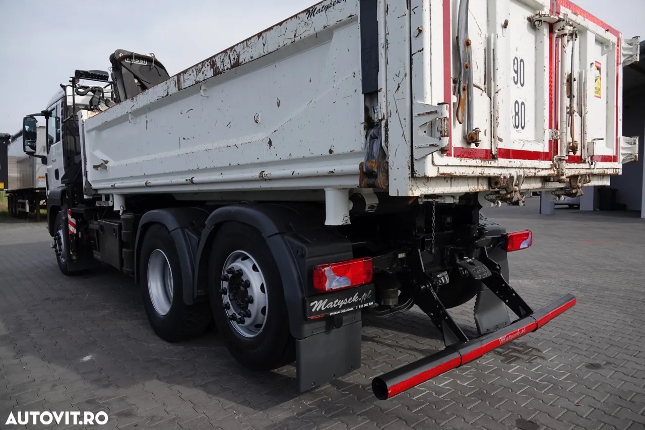 MAN TGS 26.360 / 6X2 / BASCULĂ + HDS FASSI F155A / CAPACITATE DE RIDICARE 6 160 KG / BORDMATIC / AXĂ RIDICATĂ / EURO 5 - 16