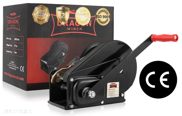 troliu manual profesional cablu 17m, 2600 lbs(trage 1200kg)