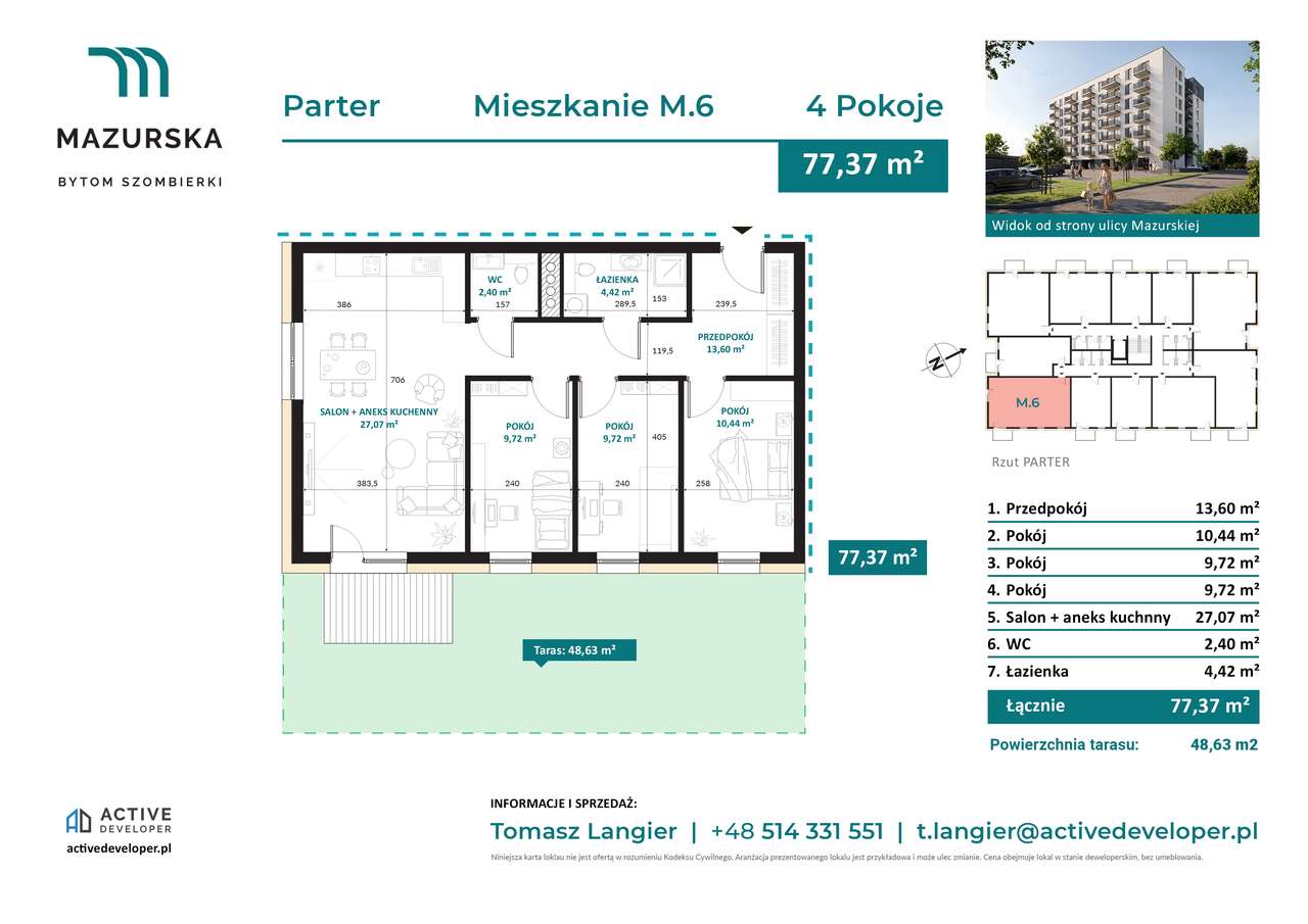 Mieszkanie 4-pokojowe | 77m2 | z TARASEM | Parter | Nowa inwestycja