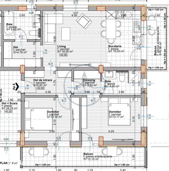 Apartament 3 camere / 2 bai / 95 MP / etaj 2/  parcare + boxa / ZONA - Imagine principală: 4/4