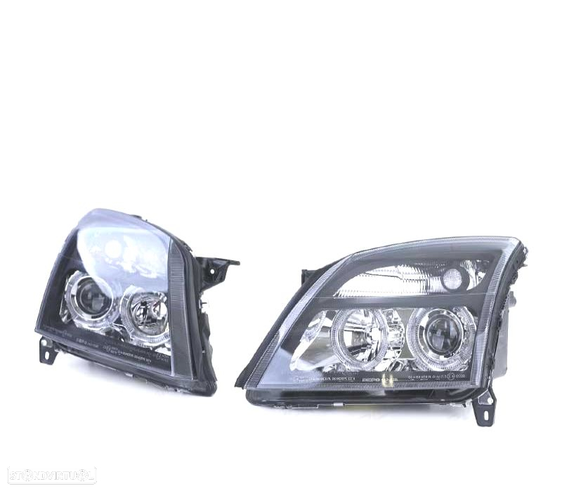 FARÓIS FRONTAIS ANGEL EYES PARA OPEL VECTRA C 02-05 E OPEL SIGNUM 03-05 PRETO - 5